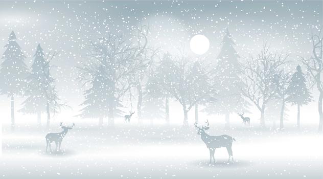 雪景里的小鹿图片素材免费下载