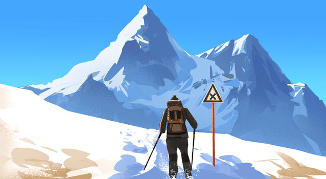 雪山上的探险者图片素材免费下载