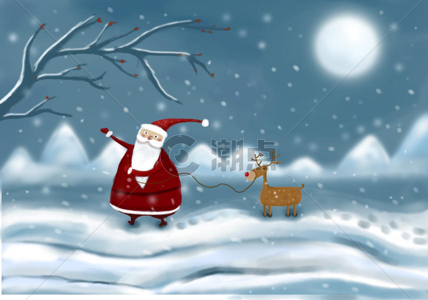 雪地中的圣诞老人图片素材免费下载