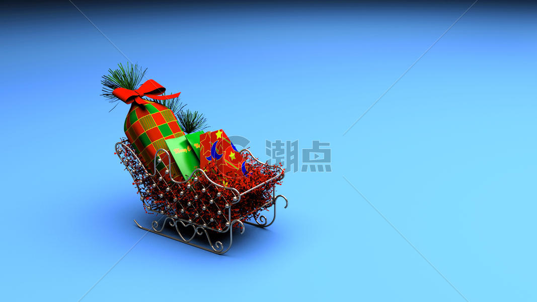 圣诞装饰礼物小车背景图片素材免费下载