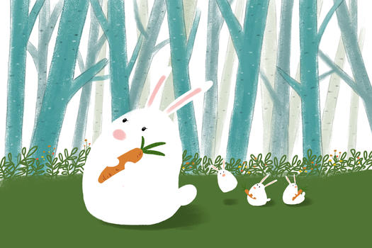 治愈系小清新萌宠小兔子插画图片素材免费下载