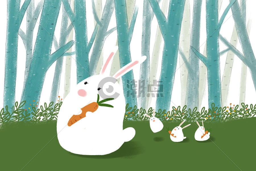 治愈系小清新萌宠小兔子插画图片素材免费下载