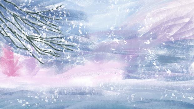 唯美雪景插画图片素材免费下载