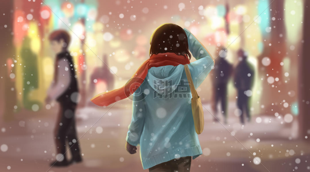 冬天雪中的少女图片素材免费下载