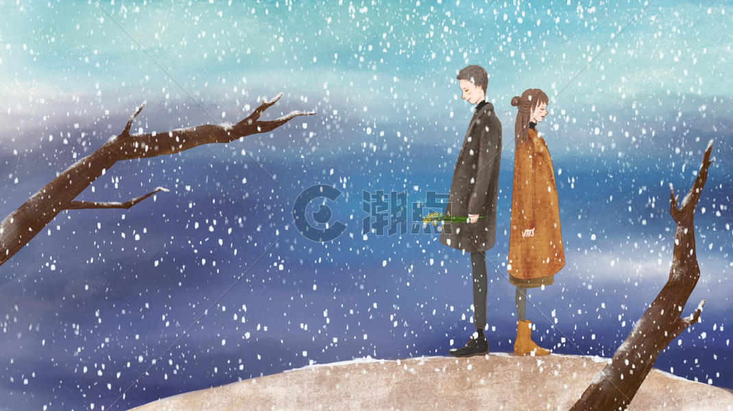 雪中的爱恋图片素材免费下载