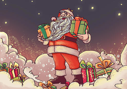 抱礼物的圣诞老人图片素材免费下载