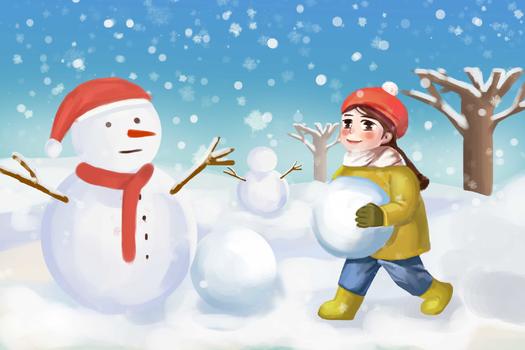 圣诞堆雪人插画图片素材免费下载