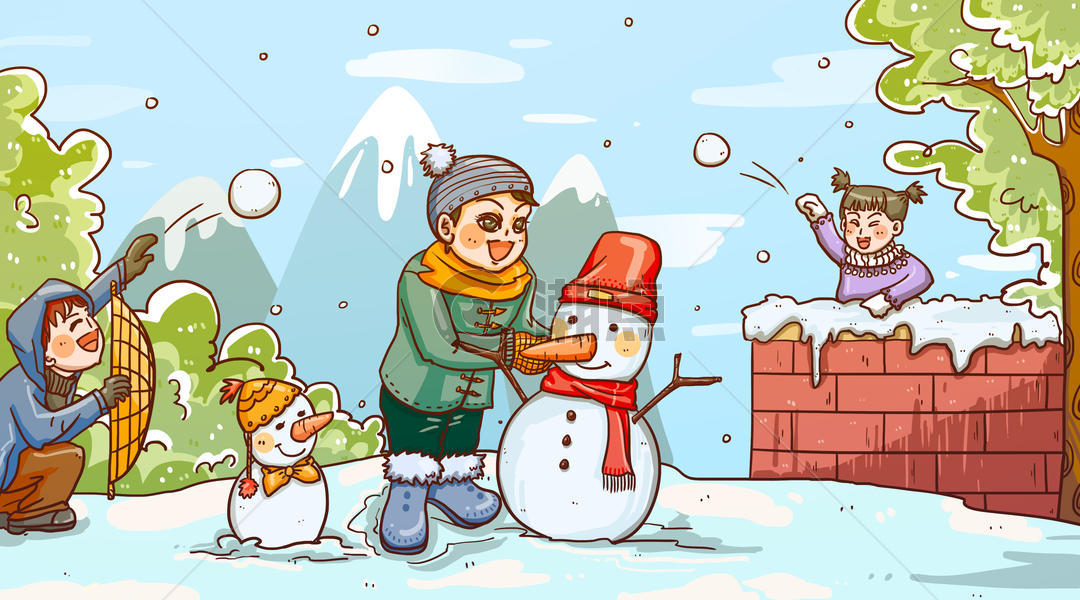 冬至快乐温馨手绘插画图片素材免费下载
