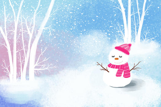 冬季雪景小清新唯美插画图片素材免费下载