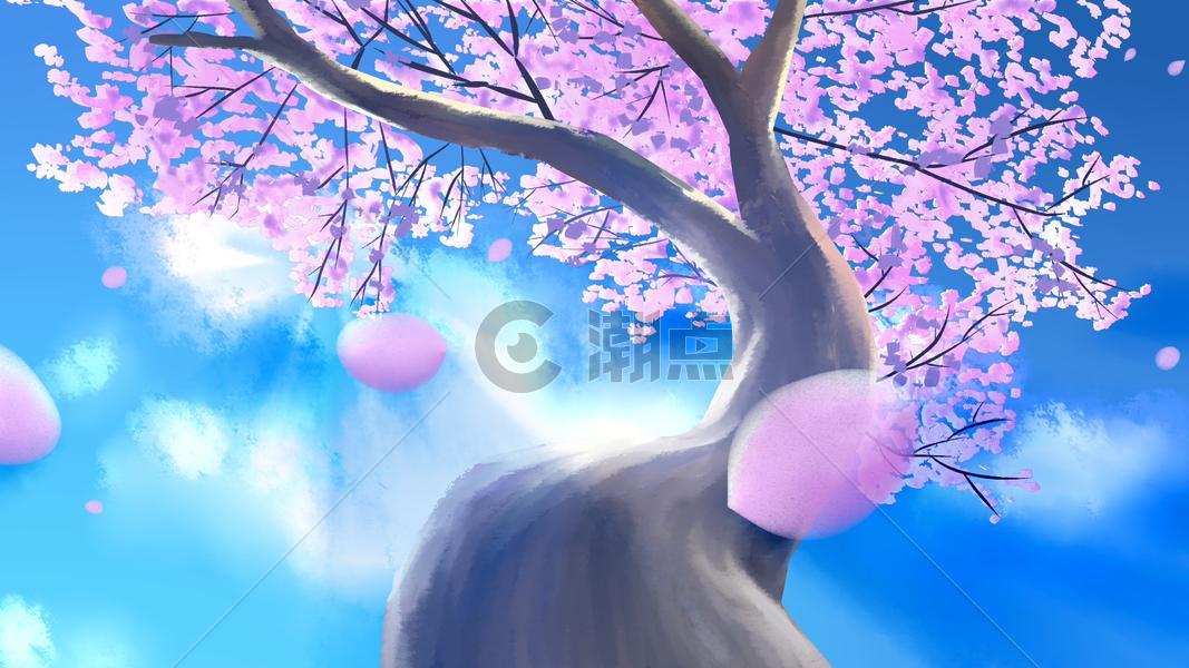 樱花树飘落紫色花瓣图片素材免费下载