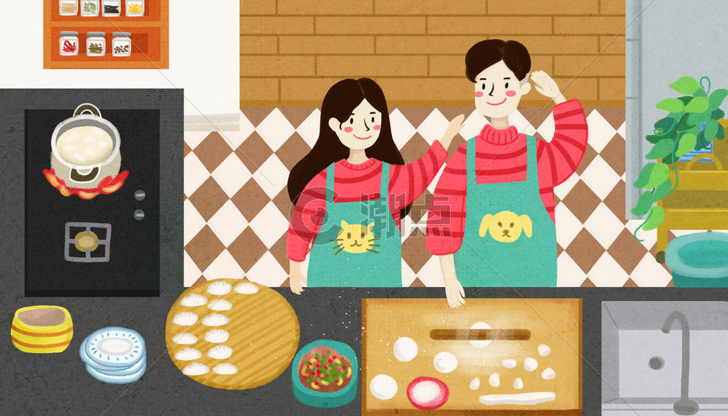 家人包饺子图片素材免费下载
