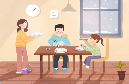 冬至一家人吃饺子图片素材免费下载