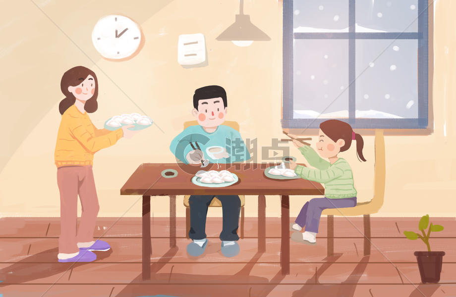 冬至一家人吃饺子图片素材免费下载
