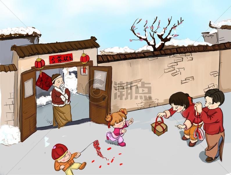 新年春节拜年插画图片素材免费下载