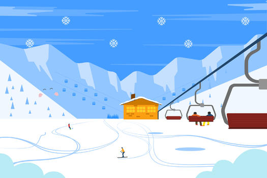 冬日滑雪背景插画图片素材免费下载