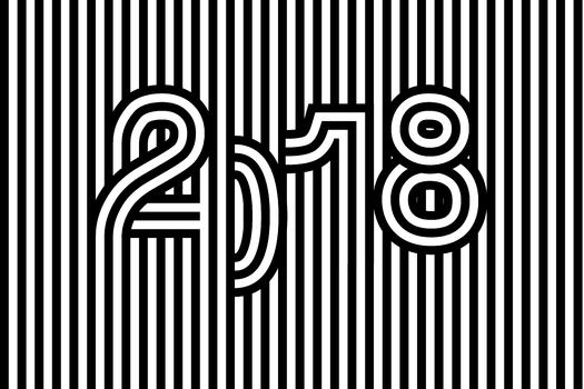 黑白艺术线条的2018字体设计图片素材免费下载