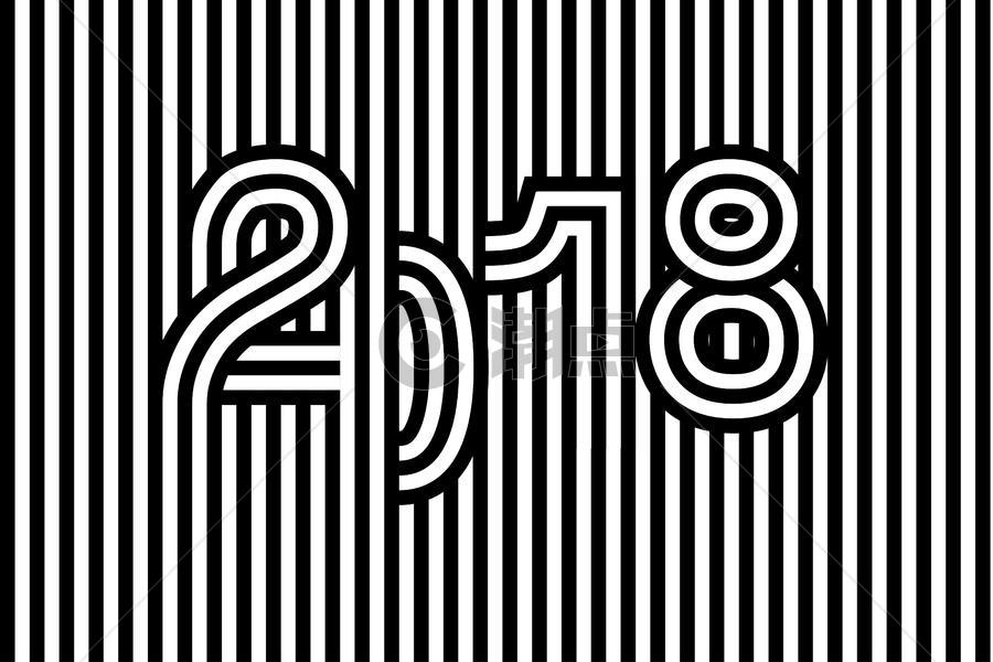 黑白艺术线条的2018字体设计图片素材免费下载