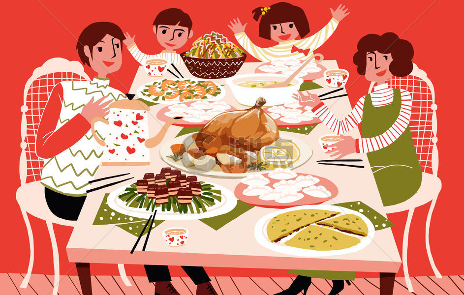 春节家庭聚餐图片素材免费下载