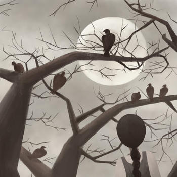月色树上的乌鸦图片素材免费下载