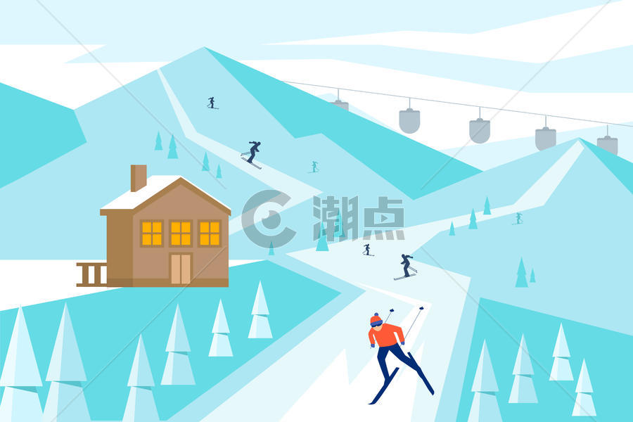 冬日滑雪背景插画图片素材免费下载