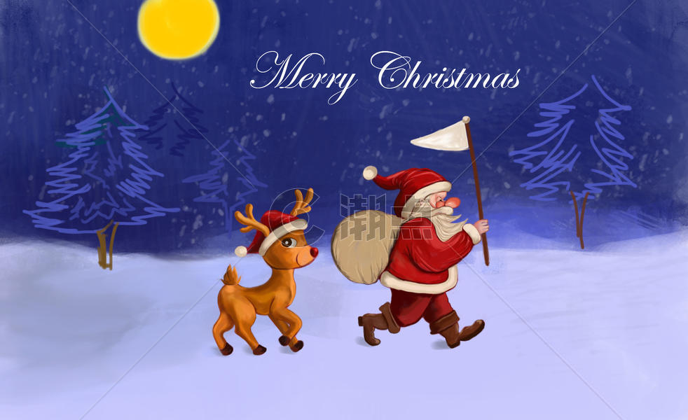 平安夜的圣诞老人图片素材免费下载