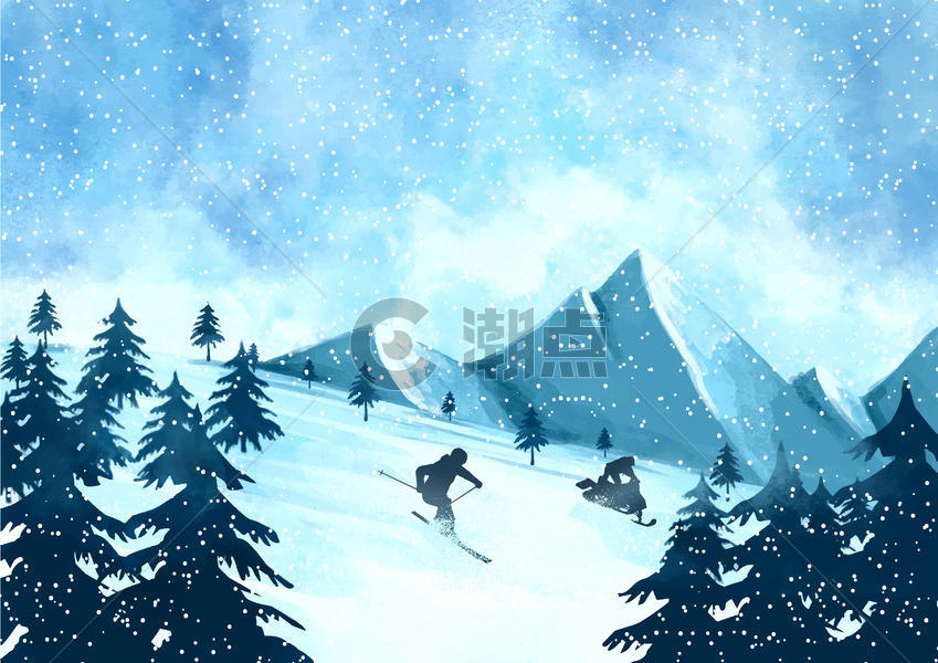在雪山上滑雪图片素材免费下载