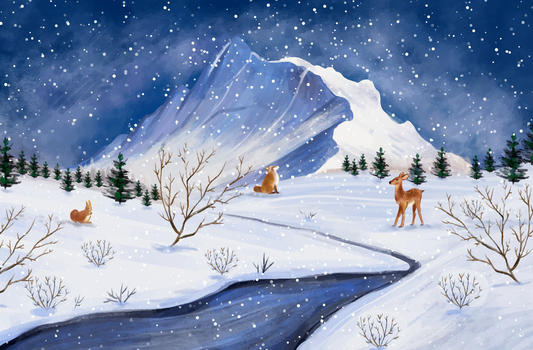 新的一年冬季风景图片素材免费下载