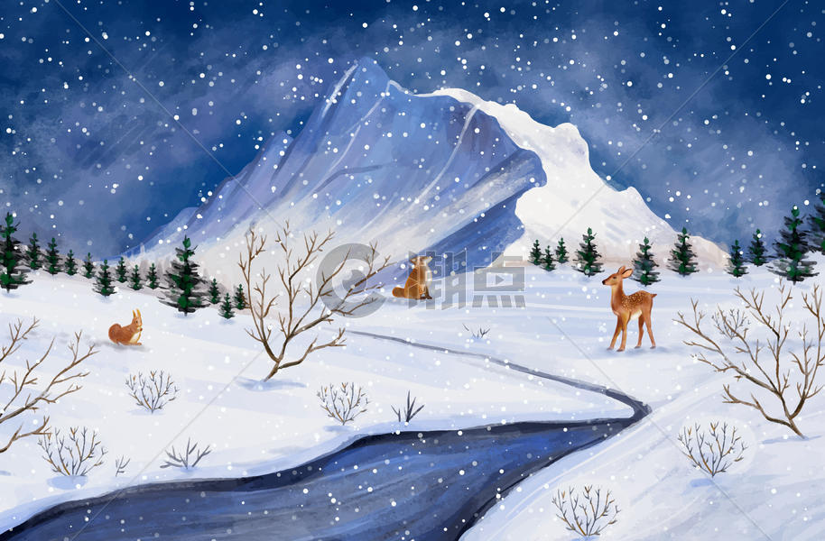 新的一年冬季风景图片素材免费下载