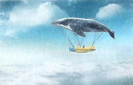 雨天翱翔的鲸图片素材免费下载
