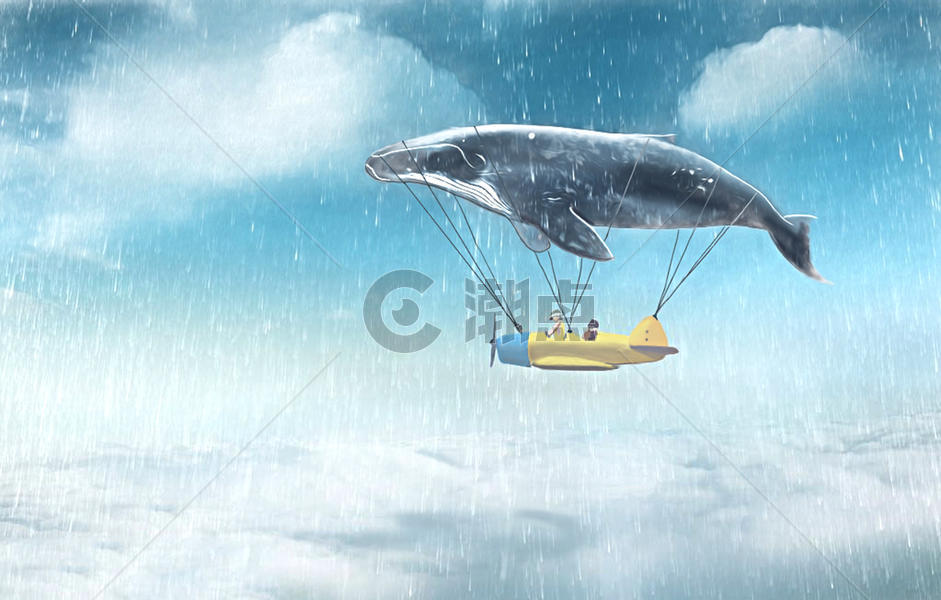 雨天翱翔的鲸图片素材免费下载