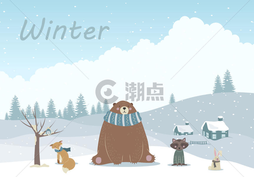 冬季的小动物们图片素材免费下载