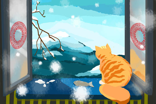 冬天的小猫图片素材免费下载