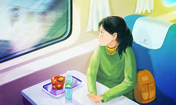 坐火车回家的女孩图片素材免费下载