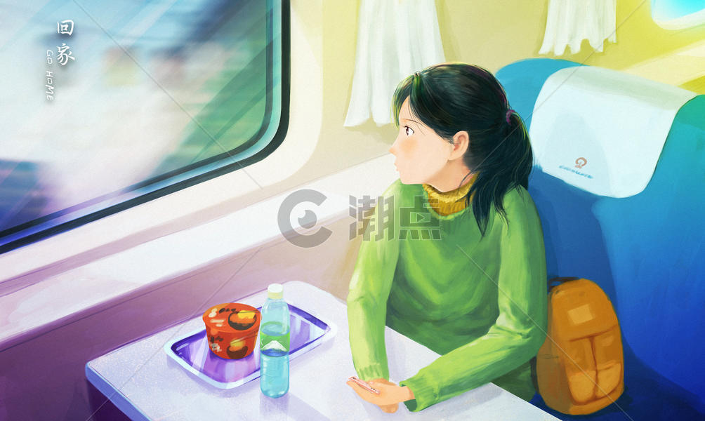 坐火车回家的女孩图片素材免费下载