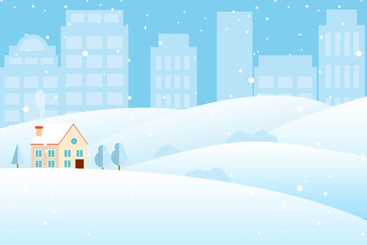 城市远郊的雪景图片素材免费下载