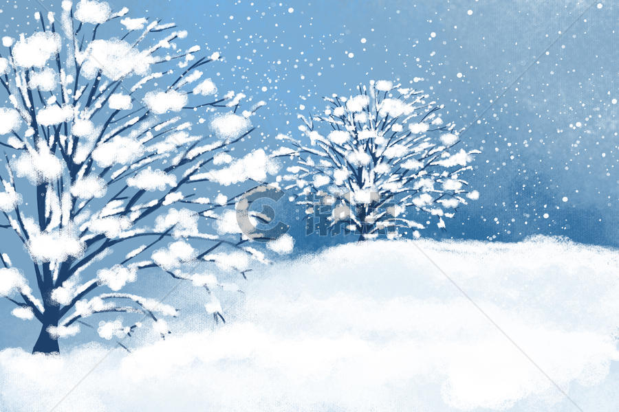 冬季雪景大雪插画图片素材免费下载