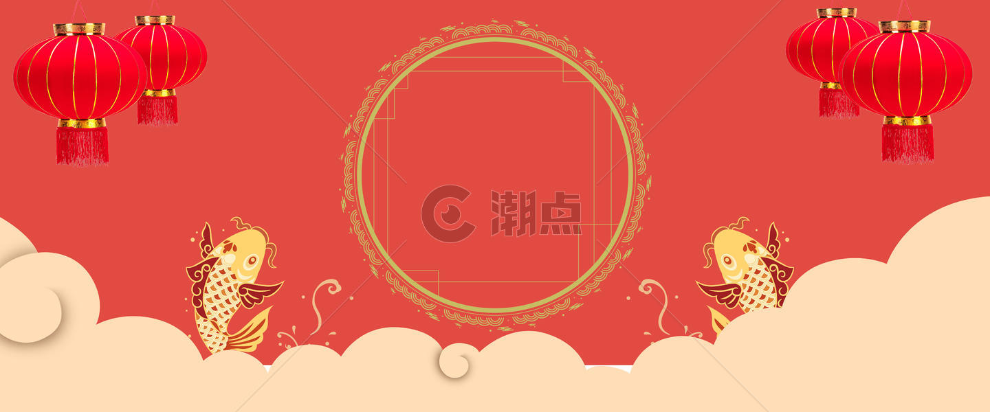 中式红色新年背景图片素材免费下载