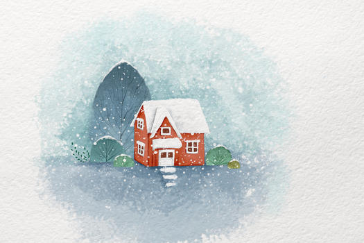 小清新雪景插画图片素材免费下载