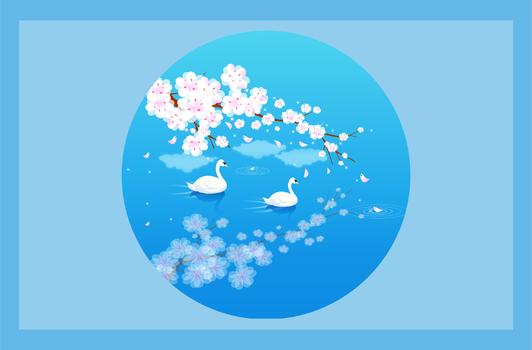 中国风插画河里的鹅图片素材免费下载