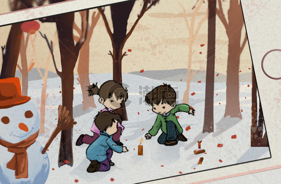 雪地孩童图片素材免费下载