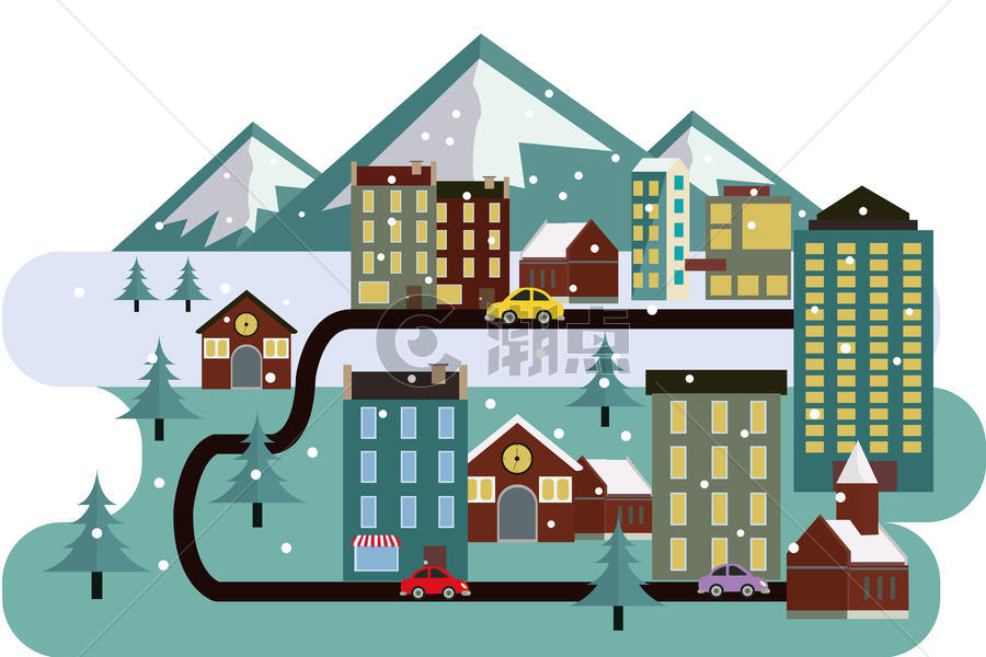 城市雪景图片素材免费下载