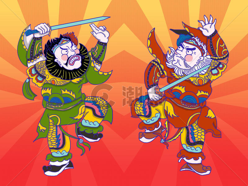 门神插画原画7200*5400图片素材免费下载-编号16793-潮点视频