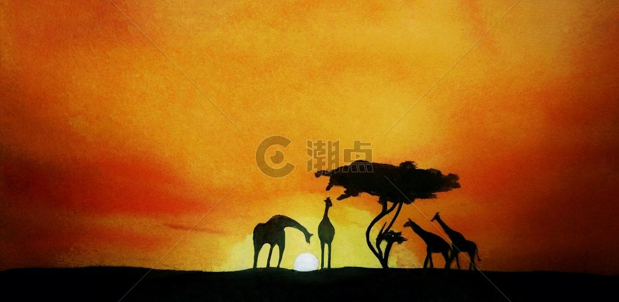 草原上的长颈鹿群图片素材免费下载