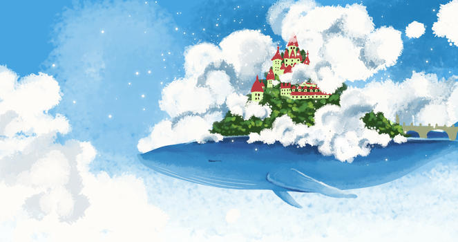 城堡鲸鱼图片素材免费下载