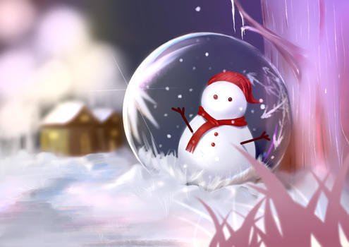 水晶球里的雪人图片素材免费下载