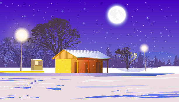 夜晚雪景图片素材免费下载