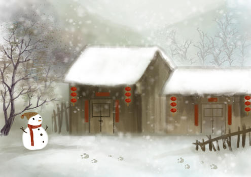新年雪景图片素材免费下载