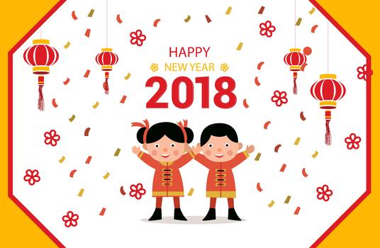 2018春节快乐穿中国服的小孩图片素材免费下载