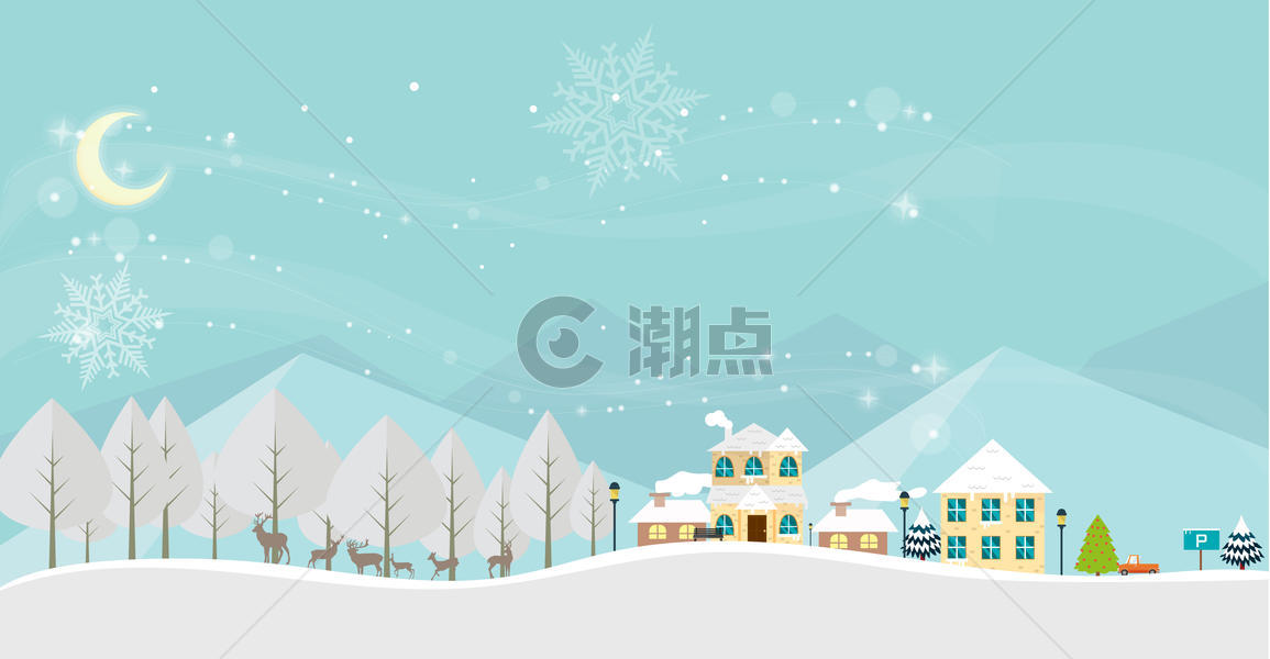 卡通城市雪景图片素材免费下载