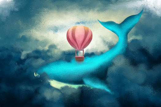 云端鲸鱼插画图片素材免费下载